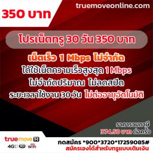 เน็ตทรู 30 วัน 350 บาท เน็ตไม่อั้น ใช้งานยาวๆ