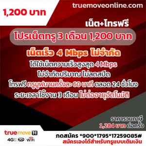 โปรเน็ตทรูมาราธอน ระยะเวลา 3 เดือน เน็ต+ค่าโทร แพ็คเกจคุ้มๆ