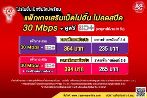 เน็ตทรู 30 Mbps ไม่ลดสปีด ไม่จำกัดปริมาณ สมัครอย่างไร?
