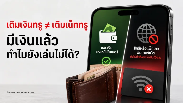 เติมเงินทรู กับ เติมเน็ตทรู ต่างกันอย่างไร ทำไมมีเงินในเบอร์แล้วยังเล่นเน็ตไม่ได้